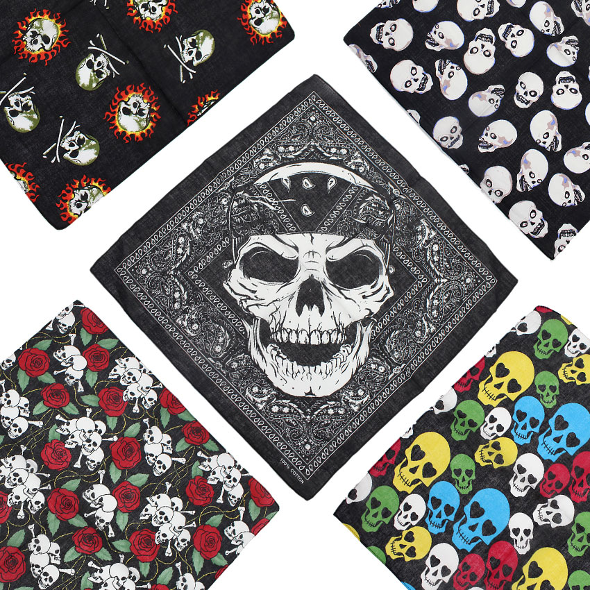 Cycling Zones - Crânio bandana lenço quadrado 100% algodão